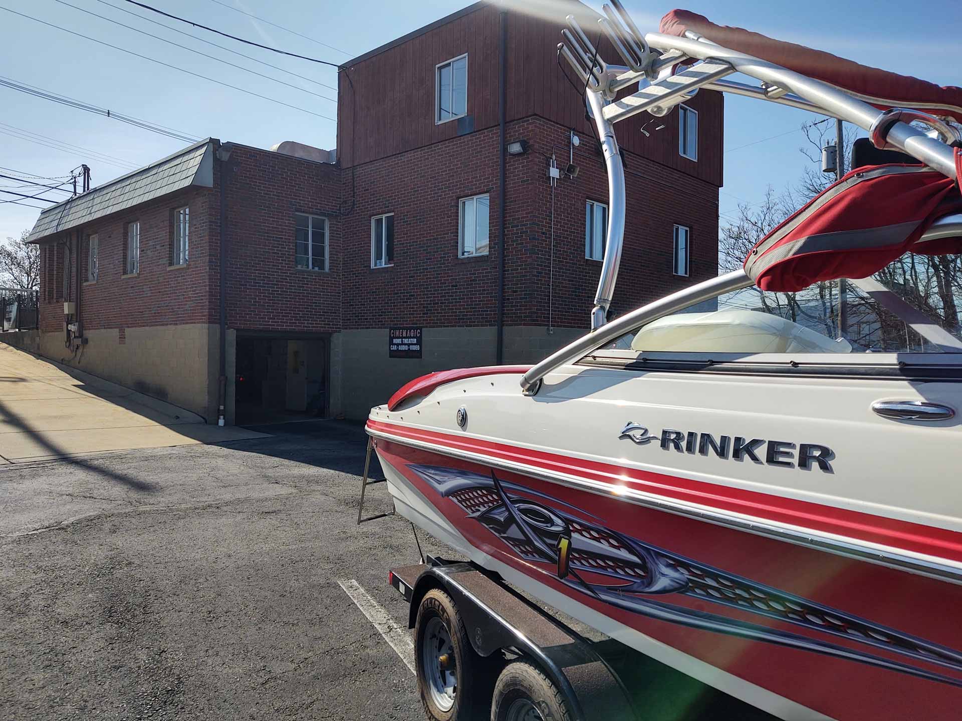 Red Rinker boat